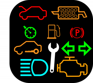 dessin représentant différents voyants d'un tableau de bord de voiture